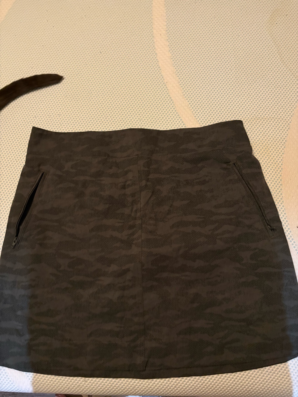 Orvis Dark Olive Mini Skirt with Subtle Camouflage Print